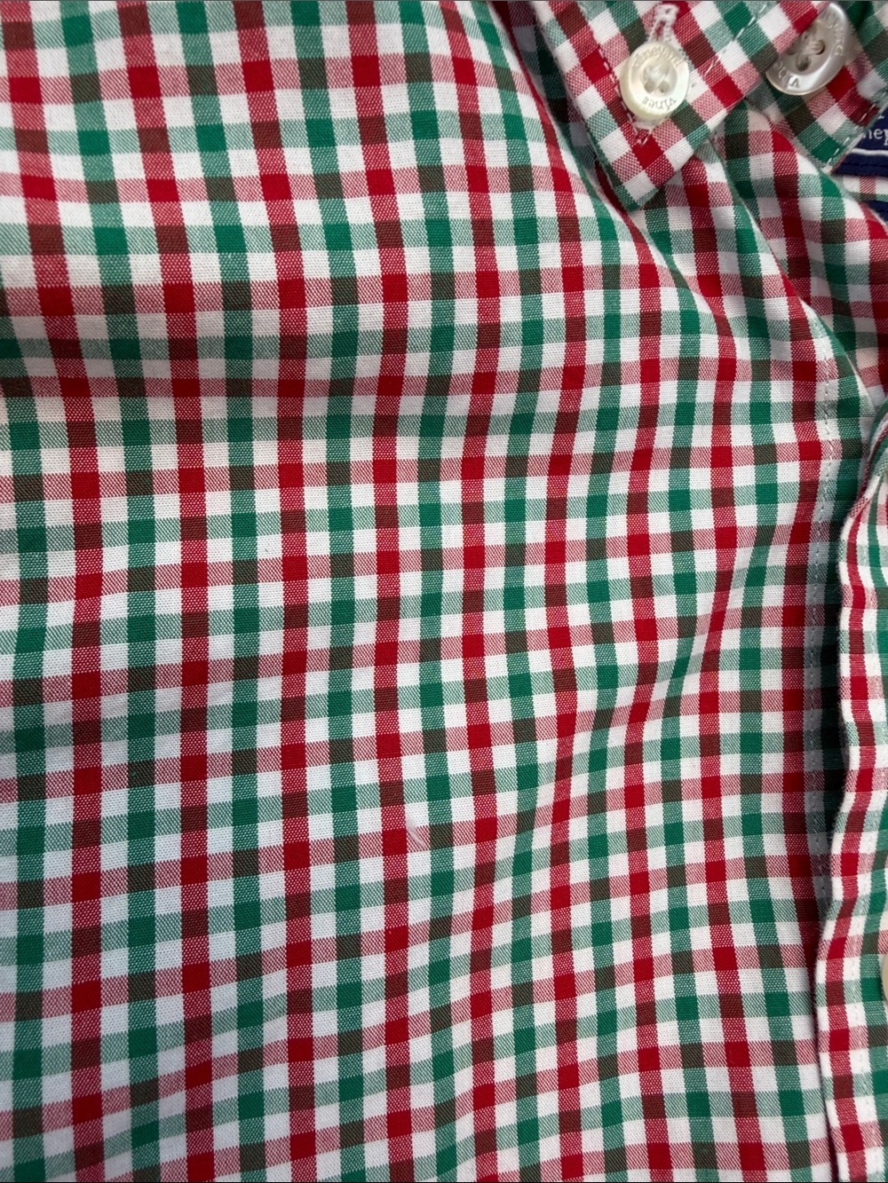 Boy's Vineyard Vines Red & Green Gingham Button-Down - Picture 7 of 7